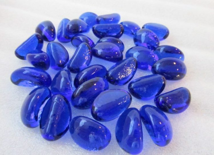 Ink Blue Glass Pebbles